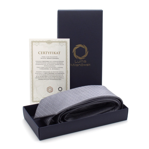 Jedwabny krawat żakardowy szary KR-012