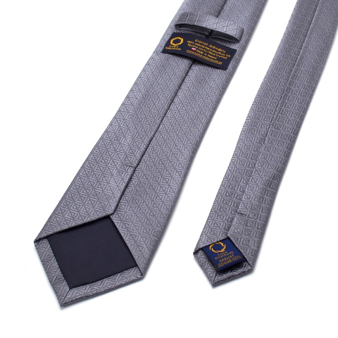 Jedwabny krawat żakardowy szary KR-012
