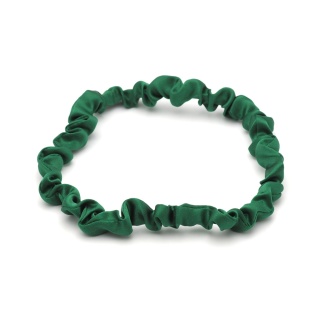 Decorative headband with an elastic band, made of green silk