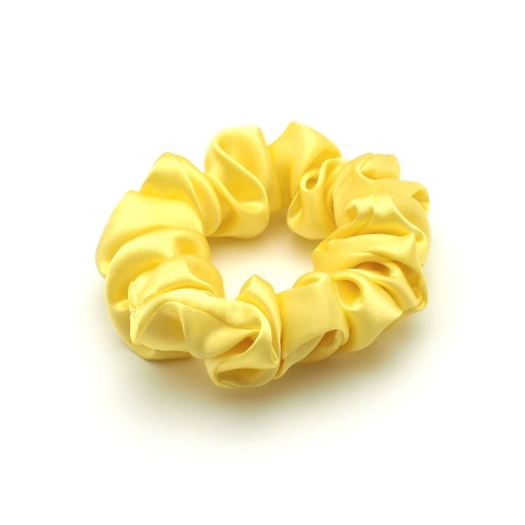 Silk scrunchie thick hair elastic yellow