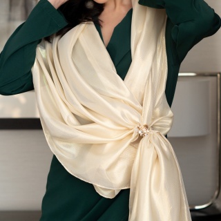 Gold Silk Georgette Scarf 200x65 cm