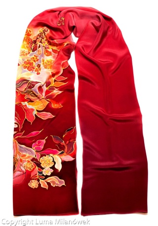 Hand painted silk long scarf 170x45 cm SZ-103