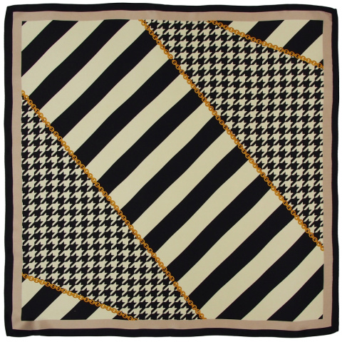 AD-003 Apaszka jedwabna drukowana dwustronnie, pepitka 90x90 cm