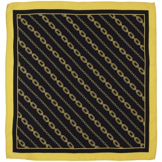 Jedwabna apaszka dwustronna w złote łańcuchy czarna 68x68cm AD7-065