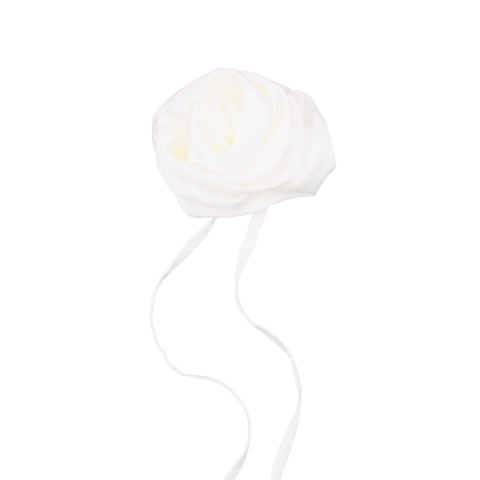 Jedwabny naszyjnik choker na szyję z różą ecru