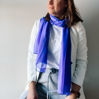 Cobalt blue silk georgette long scarf 200x65 cm SZZ-440