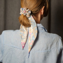 Decorative hair elastic with ribbon Pastel Beige