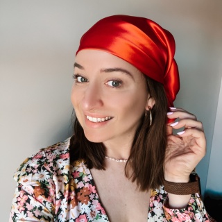 Pomarańczowa Jedwabna Apaszka Satynowa, 70x70cm AS7-028