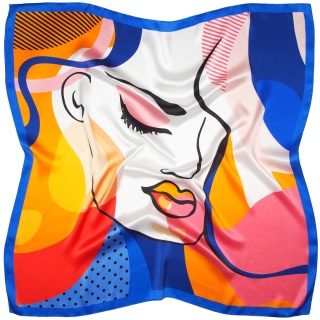 Multicolor silk scarf with pop art motif 88x88 cm AD-005