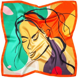 Multicolor silk scarf with pop art motif 88x88cm AD-006