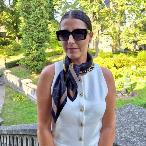 AD7-016 Apaszka jedwabna drukowana dwustronnie, pepitka 68x68cm