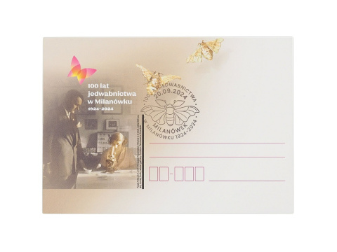 AJ-15A Apaszka jedwabna jubileuszowa, stulecie milanowskiego jedwabiu 90x90 cm