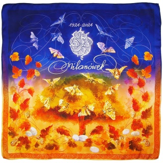 AJ-13B Jubilee silk scarf, centenary of Milan silk 90x90 cm