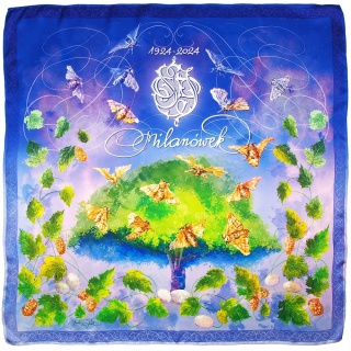 AJ-7A Jubilee silk scarf, centenary of Milan silk 90x90 cm