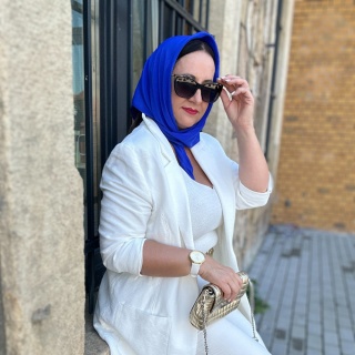 Kobaltowa Jedwabna Apaszka Krepa, 70x70cm AJK-717