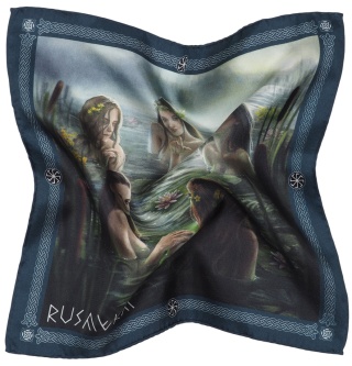 Men's pocket square made of silk twill, Rusalka 30x30 cm