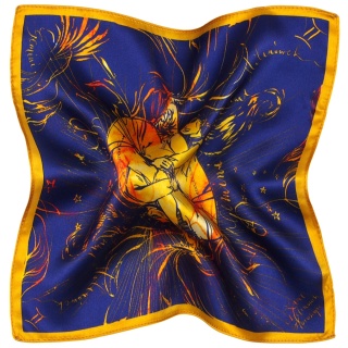 Silk pocket square zodiac Gemini, 30x30cm