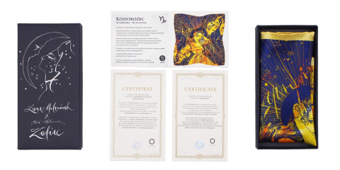 Silk pocket square Capricorn Zodiac, 30x30cm