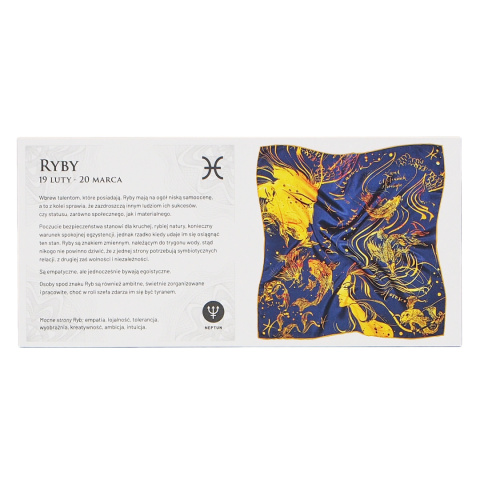 Silk Zodiac Pocket Square Pisces, 30x30cm