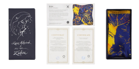 Silk Zodiac Pocket Square Pisces, 30x30cm