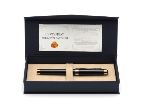 Rollerball pen with blue agate gold Rollerball pen with blue agate gold