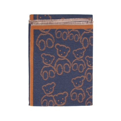 Scarf in a teddy bear, thick women's winter scarf, navy blue 190x65cm