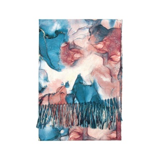 Viscose shawl with tassels, turquoise marble 185x65cm
