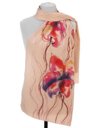 SZ-011 Hand Painted Silk Scarf, 170x45 cm