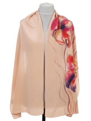 SZ-011 Hand Painted Silk Scarf, 170x45 cm
