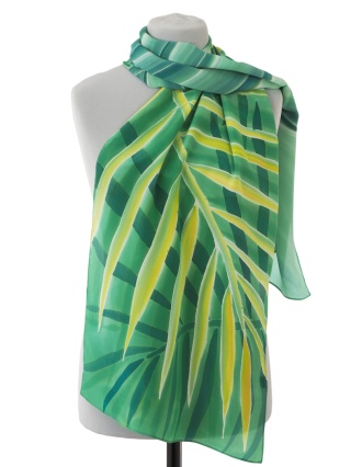 SZ-022 Women's silk shawl, leaf shawl 170x45 cm
