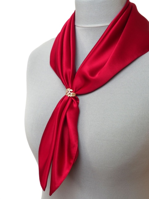 Apaszetka - broszka do chusty, klips do szala, biżuteria do apaszki, liście z cyrkonią