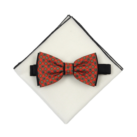 Red patterned silk bow tie