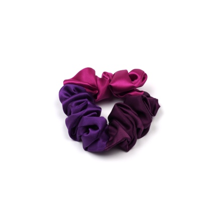 Silk elastic, satin scrunchie for hair, purple and pink