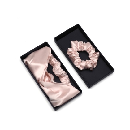 Silk Face Care Set: Headband + Elastic Band, Powder Pink