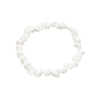 Decorative headband with elastic band, made of light beige silk