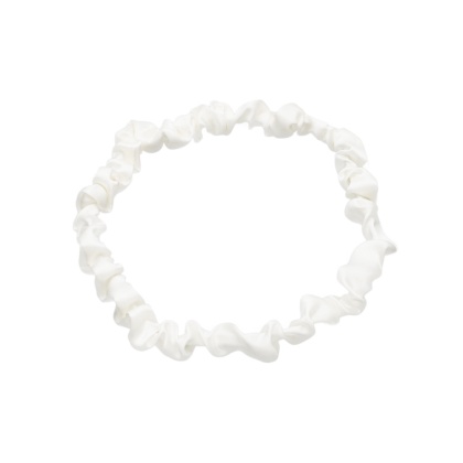 Marszczona biała jedwabna opaska na głowę z gumką JO-038a