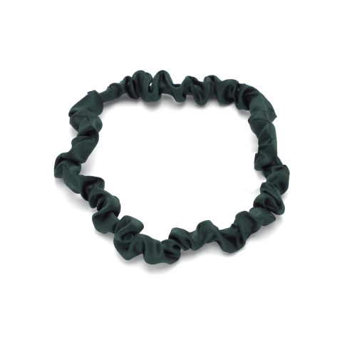 Ruched silk headband with elastic, military green JO-038b