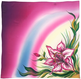 AM-013 Hand-painted silk scarf, 90x90cm