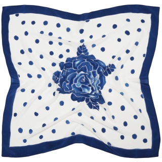 AM-078 Hand-painted green silk scarf 90x90cm