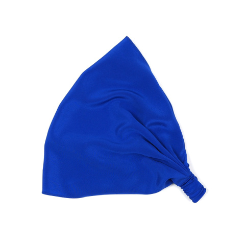 Jedwabna kobaltowa chustka na głowę z gumką CHJ-020