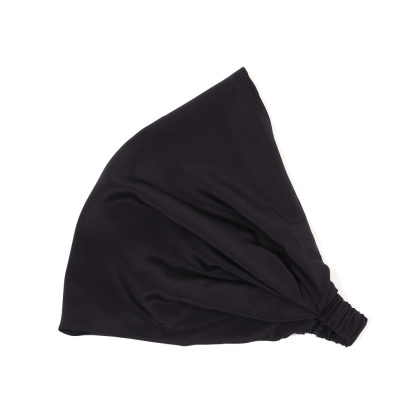 Jedwabna chustka na głowę z gumką w kolorze czarnym CHJ-023
