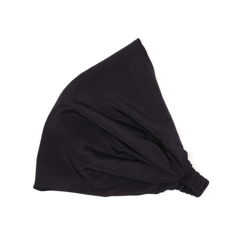 Jedwabna czarna chustka na głowę z gumką CHJ-023