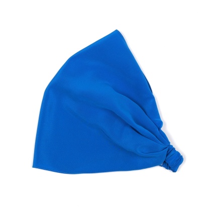 Jedwabna chustka na głowę z gumką w kolorze ciemnobłękitnym CHJ-016