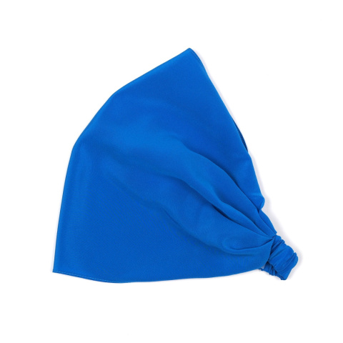 Jedwabna chustka na głowę z gumką w kolorze ciemnobłękitnym CHJ-016