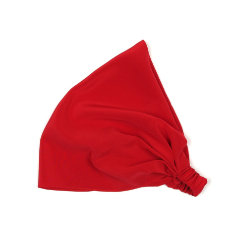 Jedwabna czerwona chustka na głowę z gumką CHJ-024
