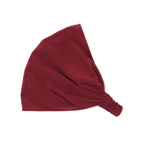 Jedwabna bordowa chustka na głowę z gumką CHJ-019