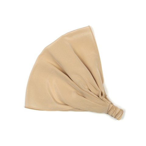 Silk sand-colored headscarf with elastic band CHJ-017