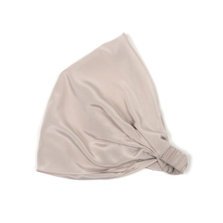 Jedwabna chustka na głowę z gumką w kolorze pudrowego różu CHJ-018
