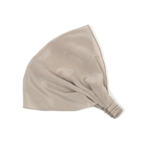 Jedwabna szarobeżowa chustka na głowę z gumką CHJ-026