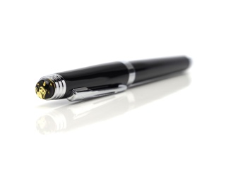 Silver pen with green amber DS-09